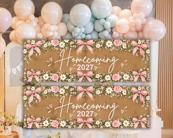 Printable Homecoming Floral Banner, Editable Homecoming Decor, Floral School Banner, Homecoming Party Sign, Instant Download Canva Template