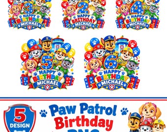 Rescue Puppy Birthday PNG Bundle, Cute Dog Party Clipart, Puppy Birthday Sublimation, Dog Shirt Design, Kids Party Digital Download