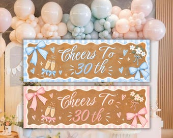 Cheers to 30th Birthday Banner, 30th Birthday Party Decor, Cheers to Thirty Banner, 30th Birthday Decoration, Printable Birthday Banner