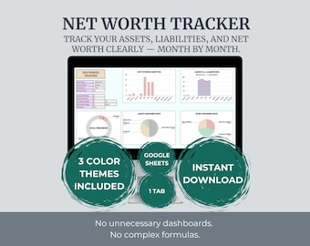 Net Worth Tracker | Google Sheets Financial Planner (Digital Download)