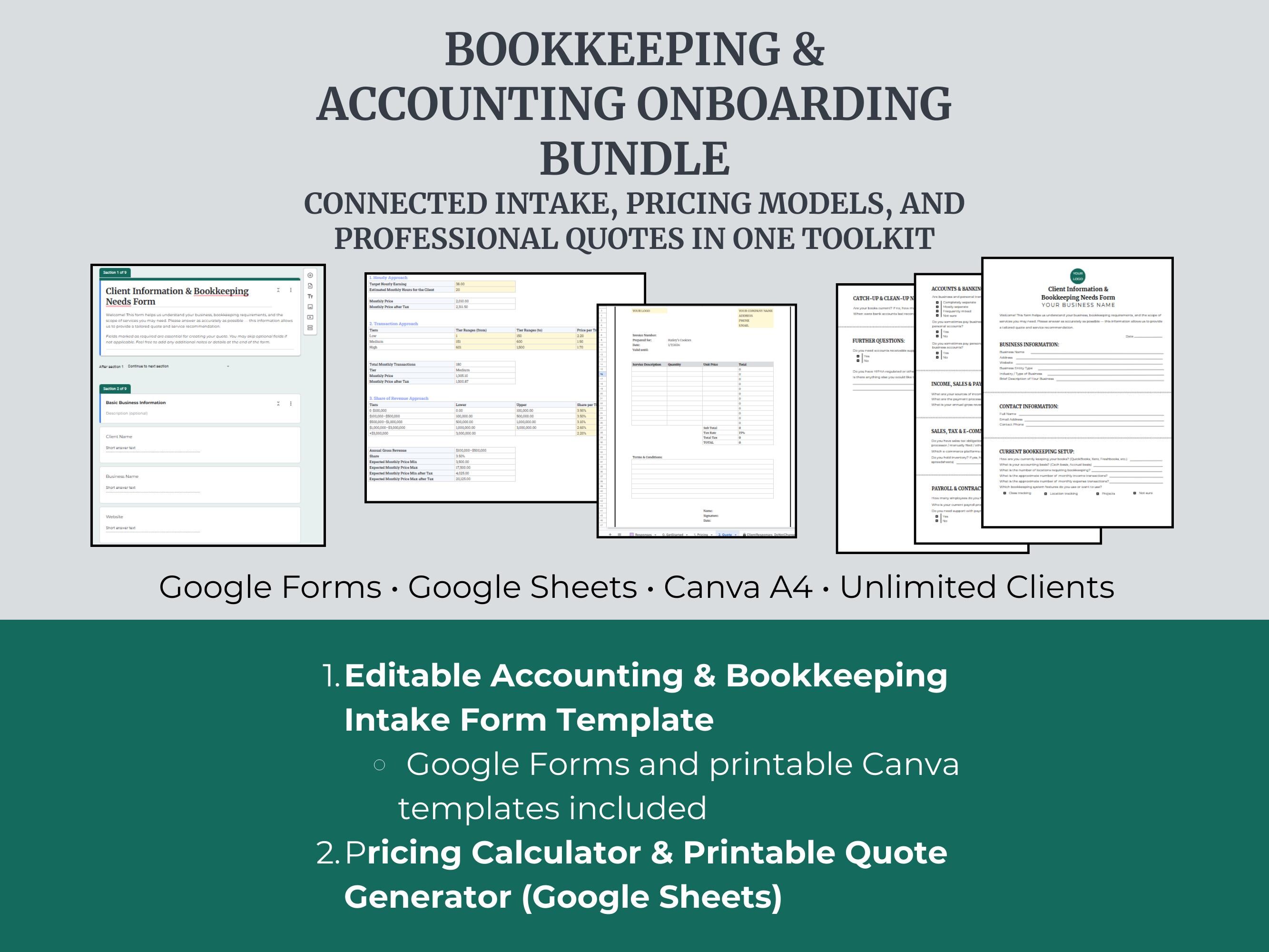 Bookkeeping & Accounting Client Onboarding Toolkit | Intake Form ...