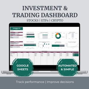 Trading Journal Spreadsheet | Investment Portfolio Tracker | Benchmark Comparison | Stock Market Crypto Log | Google Sheets