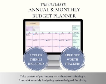 Budget Planner Google Sheets | Annual, Monthly, Net Worth Tracker (Digital Download)