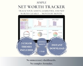 Simple Net Worth Tracker | Google Sheets Financial Planner (Digital Download)