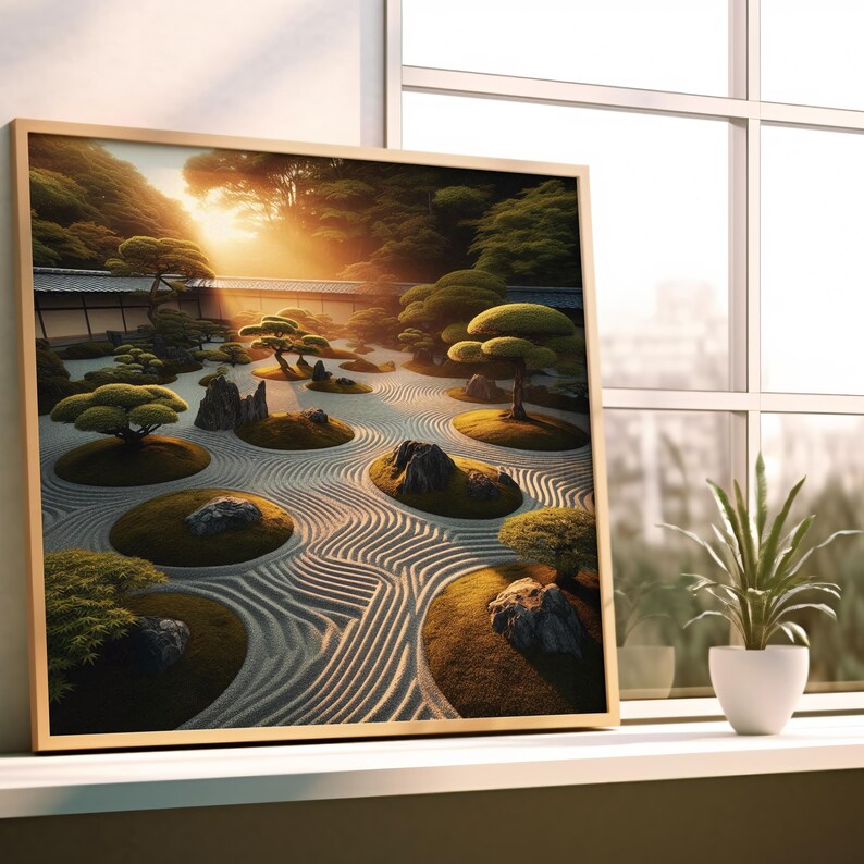 Golden Dawn Zen – Traditional Kyoto Zen Garden Art | Raked Sand Wall ...