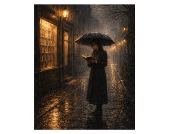 Victorian Woman Reading Wall Art Print – Dark Academia Gothic Library Decor, Moody Bookish Reading Nook Art