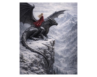 Witch and Wyvern Fantasy Print | Castlecore Moody Forest Wall Art, Digital Download Inspired by Manon in Throne of Glass