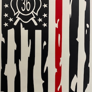 American Flag First Responder Decals, Thin Red Line Firefighter, Blue Line Police, White Line EMS, 11x20, Matte Vinyl