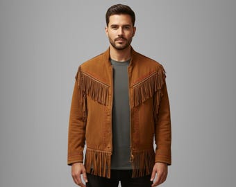 Vintage 1990s G4000 Fringe Suede Leather Jacket / Fall Outerwear
