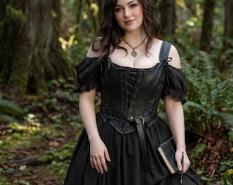 Black + brown princess Stays| Rustic Leather Like Renaissance corset Bodice