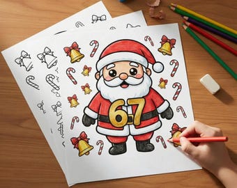 Páginas para colorir de Natal 6 7, Meme Seis Sete
