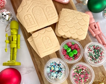 Juego de cortadores de galletas de casa de jengibre: 3 piezas con sello