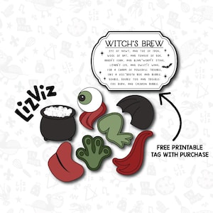 Halloween Mini cookie cutter set. Mini Set. 7 cutters included. Witch&#39;s Brew set. Free Printable.