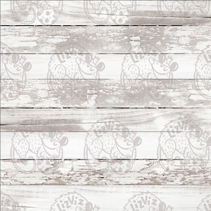 May include: Whitewashed wood background with a repeating pattern of a cartoon mouse wearing a crown and holding a balloon. The mouse is in a light gray color.