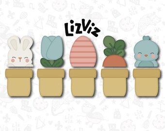 Easter Planter Cookie Cutter Set: Bunny, Carrot, Egg
