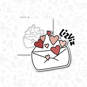 Envelop with Hearts Cookie Cutter. Valentines.