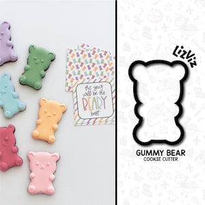 Gummy Bear Cookie Cutter with Stamp: Valentine&#39;s Day Option