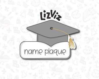 Graduation Cap with name plaque Cookie Cutter.