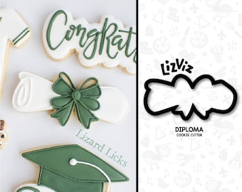 Graduation Diploma with bow Cooke Cutter. Grad Cookie Cutter. Diploma.