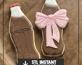 Soda Bottle Cookie Cutter: Cola Pop Art Design STL instant download