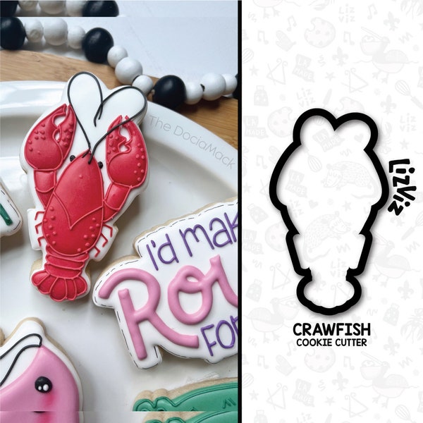 crawfish cookie cutter with stencil or embosser option PNG download available