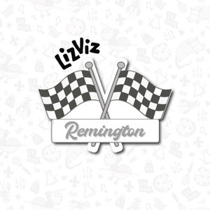 Race Flag Plaque Cookie Cutter. Racing Cookie Cutter. Two Fast.