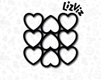 Conversation Heart Cookie Cutter. Multi Cut. 9 mini Hearts. 2 inch hearts.