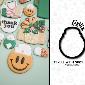 Smiley Face Cookie Cutter with nurse cap