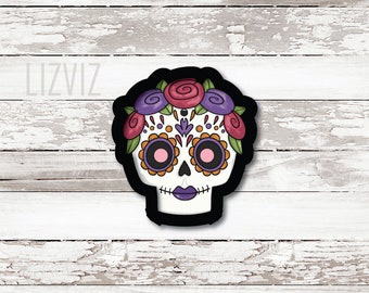 Sugar Skull Cookie Cutter. With Floral Crown. Halloween Cookie Cutter.