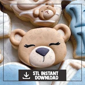bear face cookie cutter STL instant download