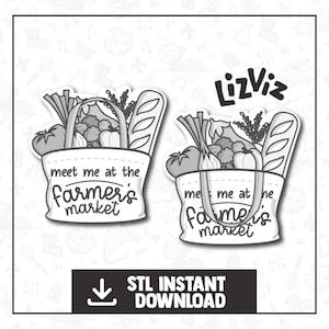 farmers market bag cookie cutter STL instant download