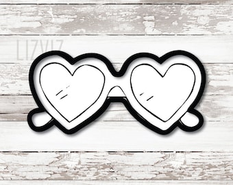 Heart Sunglasses Cookie Cutter. Valentines.