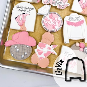 Jean jacket cookie cutter. Disco Cowgirl Party.