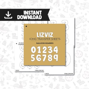 instant download balloon numbers royal icing transfer sheets