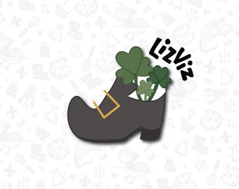 St. Patrick's Day Cookie Cutter. Leprechaun Shoe with Clovers