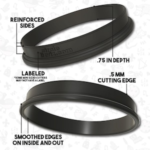Puede incluir: Cortador de c&iacute;rculos de pl&aacute;stico negro con una profundidad de 1,9 cm y un borde de corte de 0,5 mm. El cortador tiene lados reforzados y bordes lisos por dentro y por fuera. El cortador est&aacute; etiquetado con "circle lizviz.com".