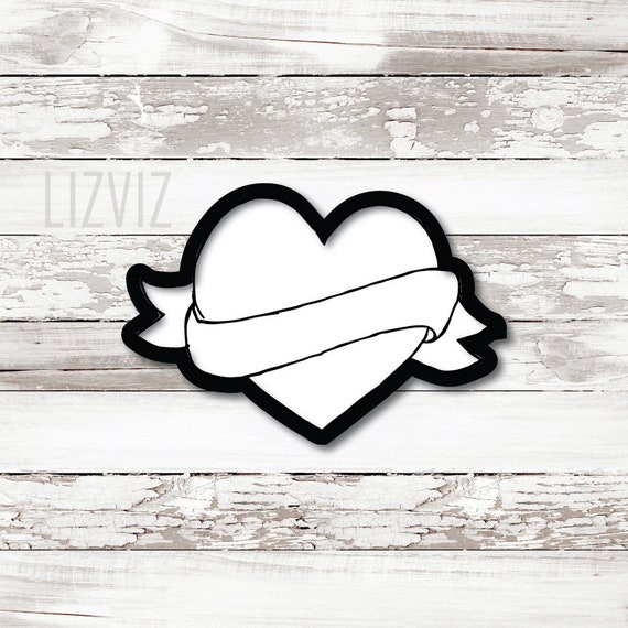 Heart With Banner Cookie Cutter. Valentines. - Etsy