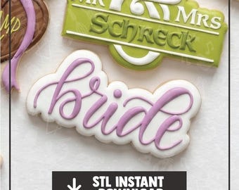 Bride Cookie Cutter: Wedding Favor, Bridal Shower STL instant download