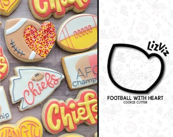 Football with heart Cookie Cutter.