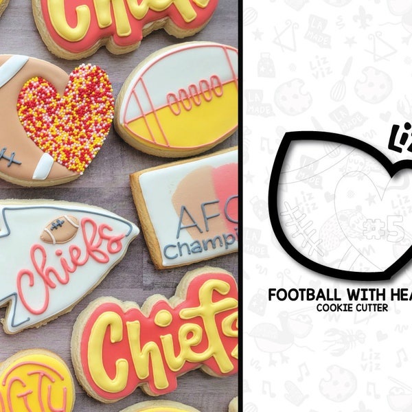 Football with heart Cookie Cutter.