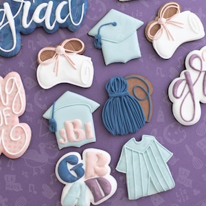 Graduation Cookie Cutter Set. Mini 2 inch cookie cutters. 5 pieces.