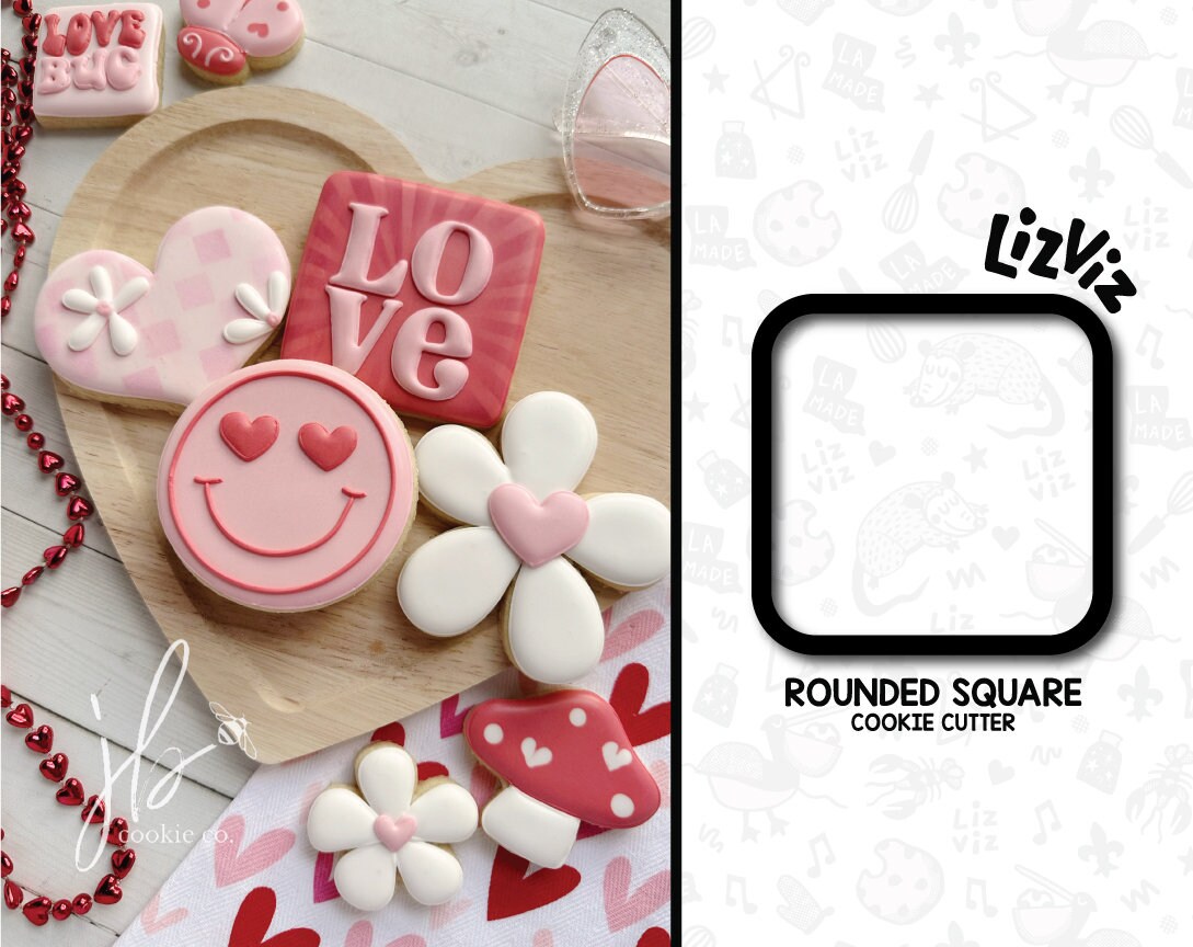 Rounded Square Cookie Cutter: Geometric Fondant Cutter
