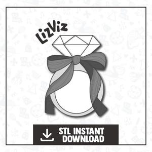 ring with bow cookie cutter wedding bridal STL instant download