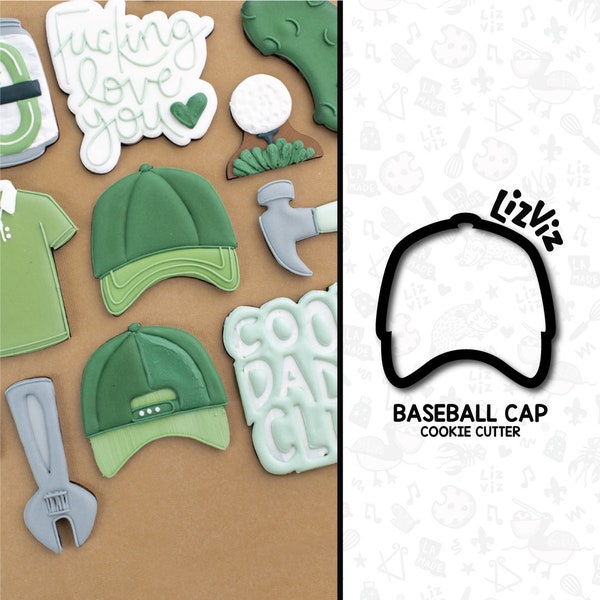 baseball cap Cookie Cutter with stamp option. 2023 design