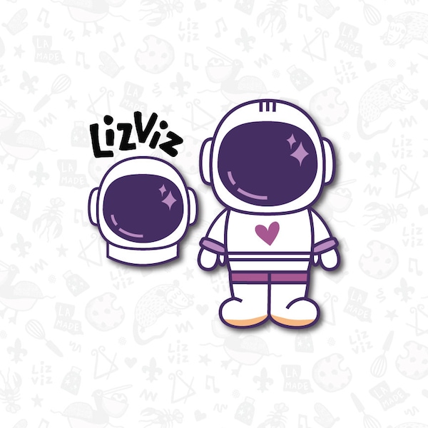 astronaut outer space cookie cutter full body or head only valentine cookie cutter with stencil or embosser option PNG download available