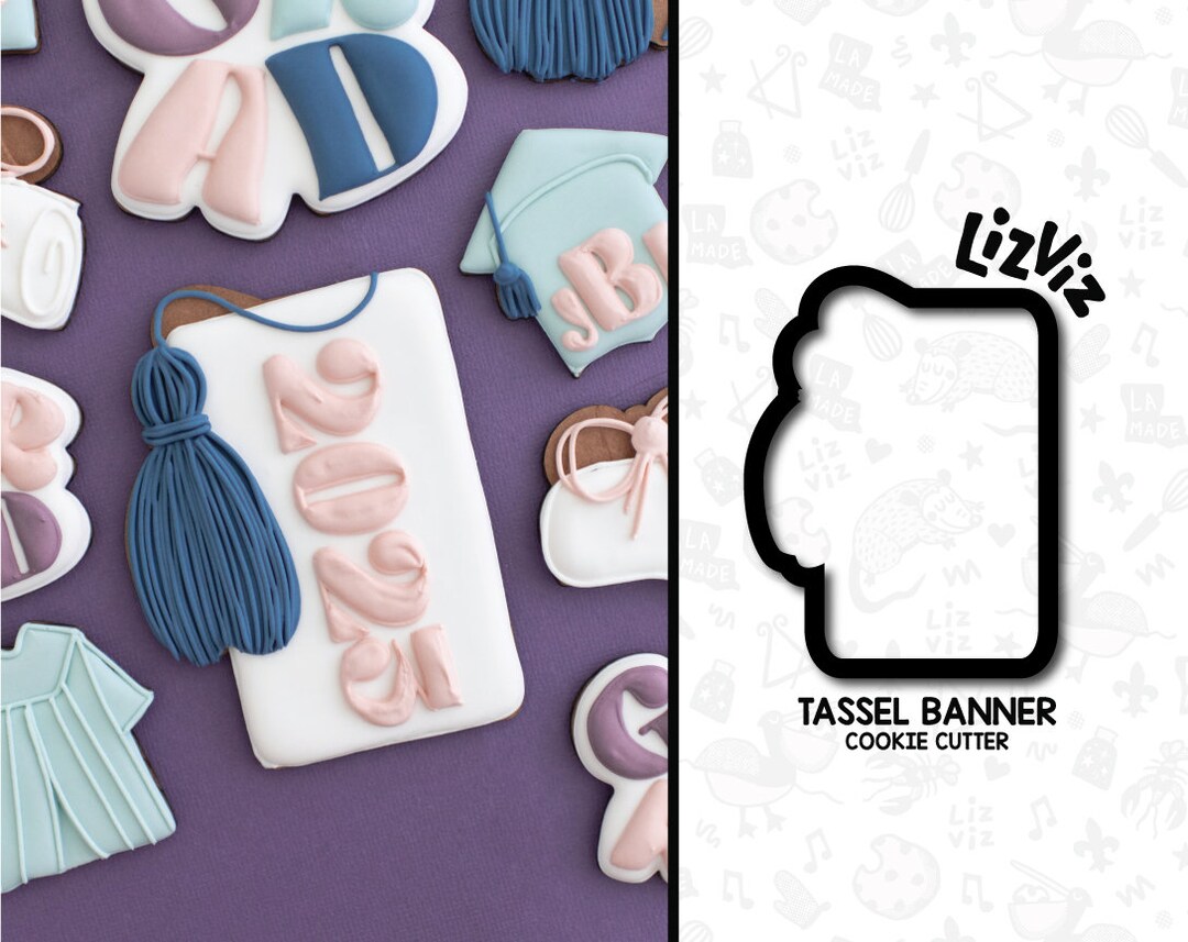 Tassel Plaque Cookie Cutter. Graduation Cookie Cutter. Cookie Cutter