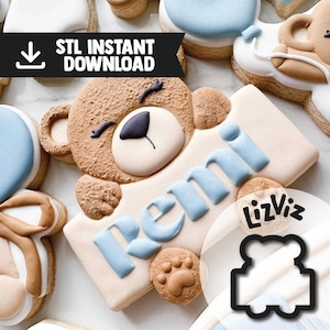 bear plaque cookie cutter STL instant download