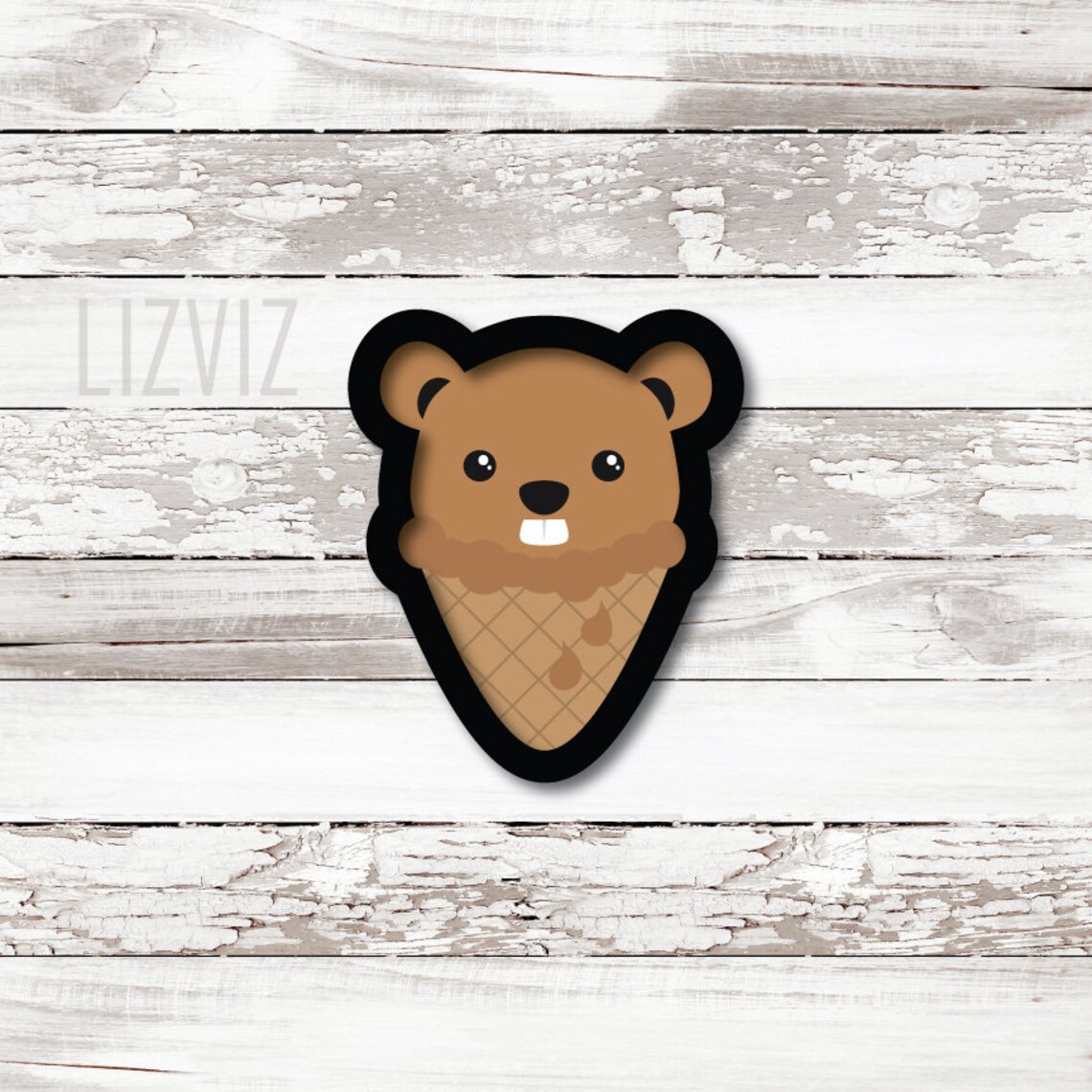 Bear Ice Cream Cone. Beaver Ice Cream Etsy