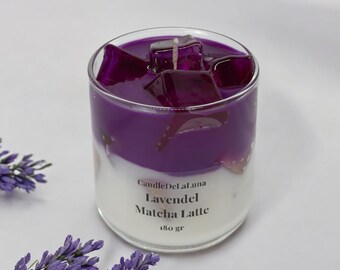 Lavender Matcha Latte Candle | Dessert Scented Candle | Iced Coffee Soy Wax Candle | Aromatherapy Spa Candle | Wellness Gift for Women