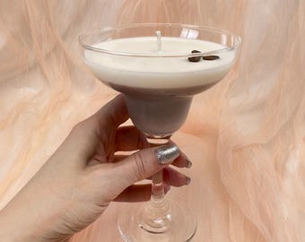 Espresso Martini Candle in a Cocktail Glass | Cocktail Scented Candle in a Glass | Vegan Coffee Candle | Gift for Coffee Lovers | Hen Party Gift